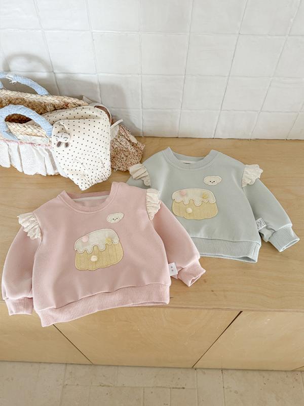 子供服 トレーナー 女の子 長袖 トップス ベビー 春秋 Tシャツ カットソー 綿 柔らかい かわいい 幼児 普段着 ピンク ブルー アイボリー 73 80 90 100