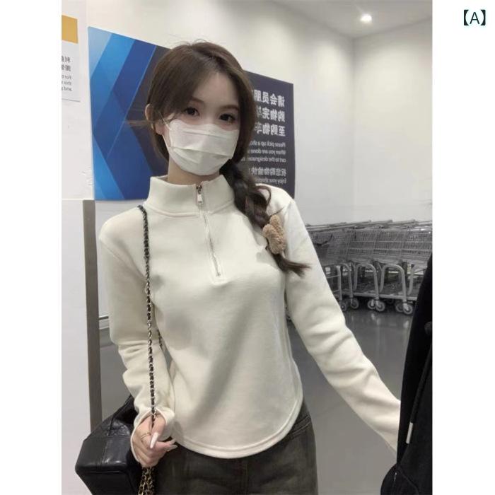 Tシャツ レディース 秋冬 韓国風 長袖 カットソー スリム 無地 ハイネック 接触温感 あったか インナー 部屋着 デイリーユース