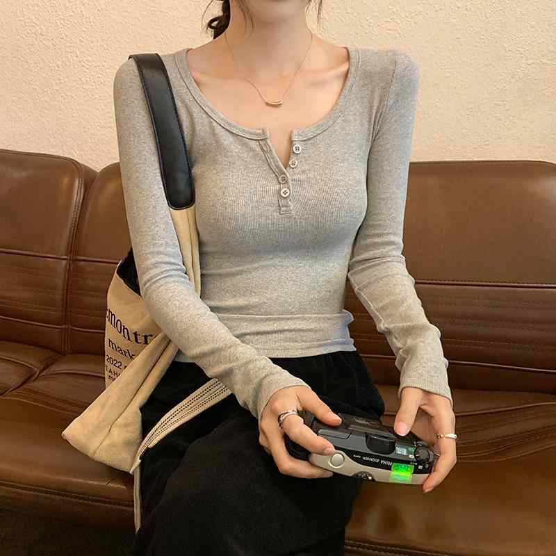Tシャツ レディース 長袖 薄手 無地 修身 トップス カットソー ラウンドネック モダール 再生繊維 春秋 きれいめ かわいい 私服名媛 御姐風 白色 灰色 棕色 ブラック