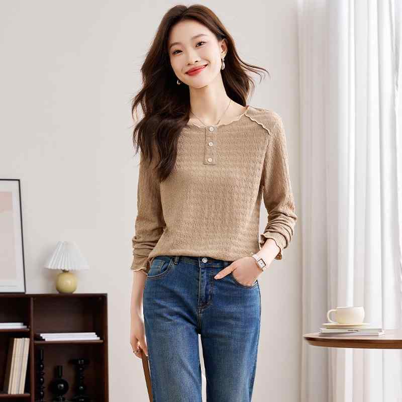 Tシャツ レディース 長袖 秋冬 韓国風 配色 トップス カットソー ポリエステル 日韓 カジュアル