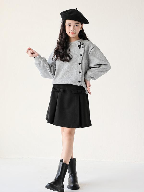 小わっぱ服 御嬢さん用 汗水 セットアップ ジレー トップス 膝丈スコート 2点書き割り 日月 中学生 高学年 小学生 普段着 ガールズ 上下書き割り 綿