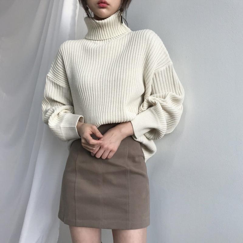 ニット レディース 秋冬 高ネック セーター ゆったり 厚手 トップス 韓国風 カジュアル ミドル丈 長袖 あったか ドロップショルダー ドルマンスリーブ 体型カバー 着痩せ かわいい 日韓スタイル 普段使い デート