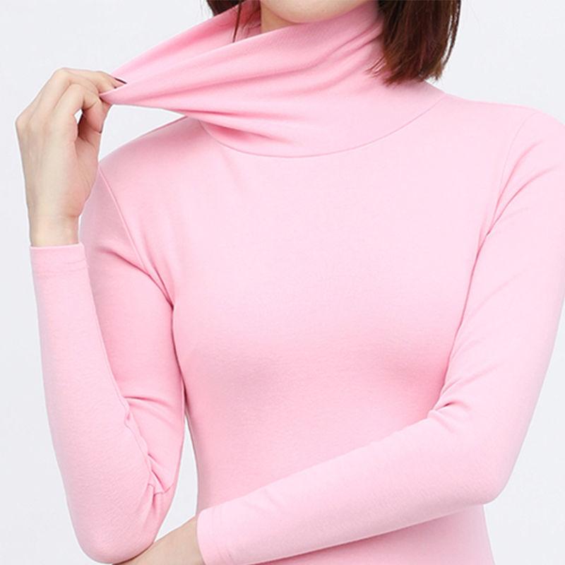 Tシャツ レディース 秋冬 大? 長袖 コットン 厚手 防寒 インナーシャツ トップス スリム 無地 高? カジュアル 暖かい シンプル カットソー 彩藍色 橙色 粉?色 黒色 灰色 姜黄色 ??色 墨?色 肉色 深灰色 天藍色 ?色 湛藍色 紫?? 紫