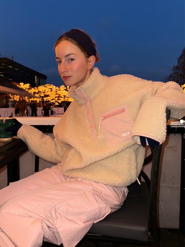 フリース レディース スウェット 配色 プルオーバー ゆったり 長袖 トップス 普段使い 部屋着 ピンク系 ブルー 韓国風 ポリエステル