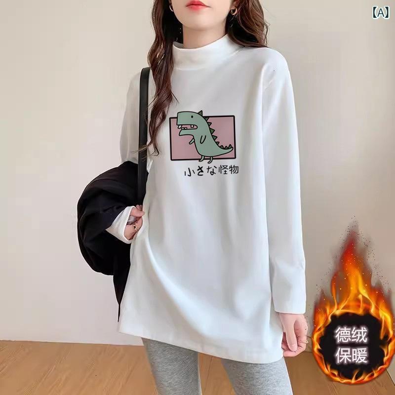 Tシャツ レディース 長袖 白 接触冷感 再生繊維 ゆったり カットソー 春秋冬 韓国風 かわいい プリント
