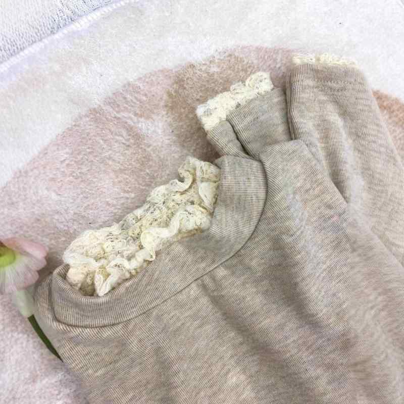 Tシャツ レディース 長袖 レース トップス スリムフィット 韓国風 インナーウェア 接触冷感 あったか 秋冬