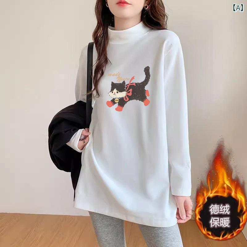Tシャツ レディース 韓国風 かわいい 徳? 長袖 トップス 秋冬 ゆったり インナー カットソー ホワイト グレー ブルー ワインレッド S M L XL XXL