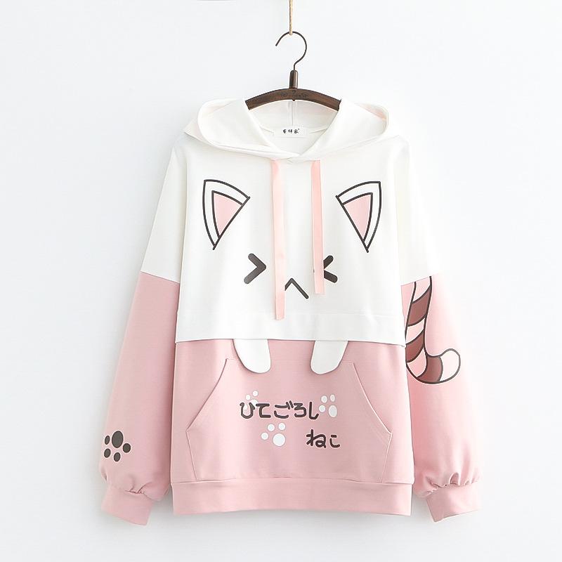 パーカー レディース 春 かわいい 切り替え 配色 うさぎ耳 プリント フード付き 長袖 普段使い 部屋着