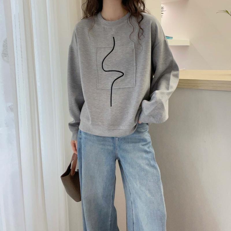 汗水 レディース 年月 トップス ティーシャツ シャギーニット 長袖 POLOのど首 ゆったり お部屋着 普段使い走り 愛くるしげ 衛衣