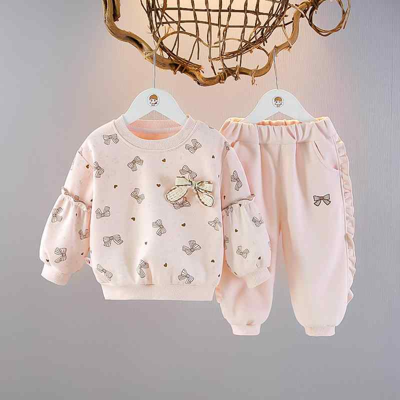 子供服 スウェット セットアップ 春秋 長袖 Tシャツ パンツ 上下 2点 セット ベビー服 女の子 幼児 かわいい カジュアル 普段着 部屋着 ピンク イエロー