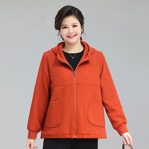 ジャケット レディース ミセス 婦人服 春秋 薄手 長袖 パーカー ポリエステル アウター ショート丈 ゆったり 40代 50代 60代 オレンジ 秋香グリーン