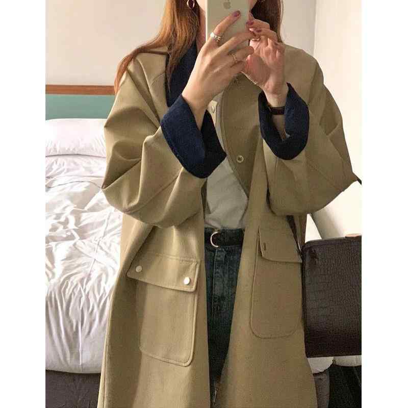 厚地の外套 レディース 年月 小っちゃい 青写真 カ surry カーキ色 トレンチコート アウター 好いたらしい 休? 妃殿下表現スタイル