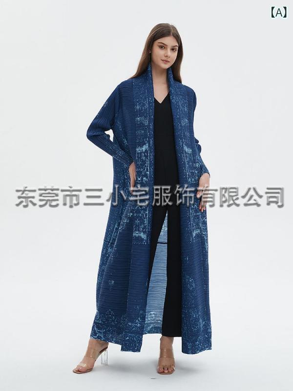 衣装 レディース 成人女性服 長袖 筋目 ポリエステル 窈窕たる たまり場 ロング丈 深青味 ゆったり 近東風 アラビア風