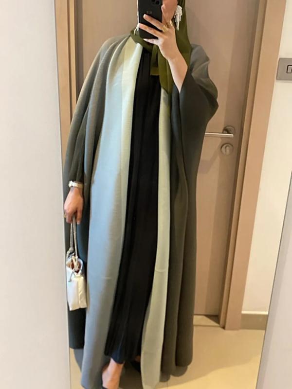ワンピース レディース ミヤケ プリーツ グラデーション アラビアン ローブ ロング カーディガン コート アウター ショール ストール プリント ゆったり エレガント パーティー お呼ばれ フォーマル ポリエステル
