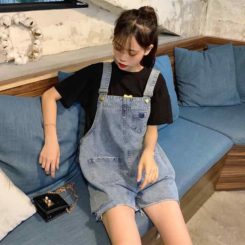 サロペット レディース 大きいサイズ デニム ショートパンツ ダメージ加工 ゆったり かわいい カジュアル 普段使い 7分丈 ジーパン 短パン