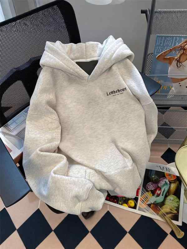 パーカー レディース 秋冬 韓国風 リラックス ルーズ アルファベット ロゴ プリント フード付き トップス 長袖 普段使い かわいい 白 黒 ポリエステル