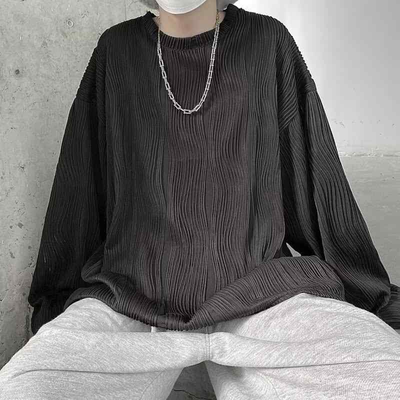 Tシャツ 男性用 高級感 接触冷感 涼感 長袖 トップス 伸縮性 通気性 ポリエステル ホワイト ブラック 無地 4,365円
