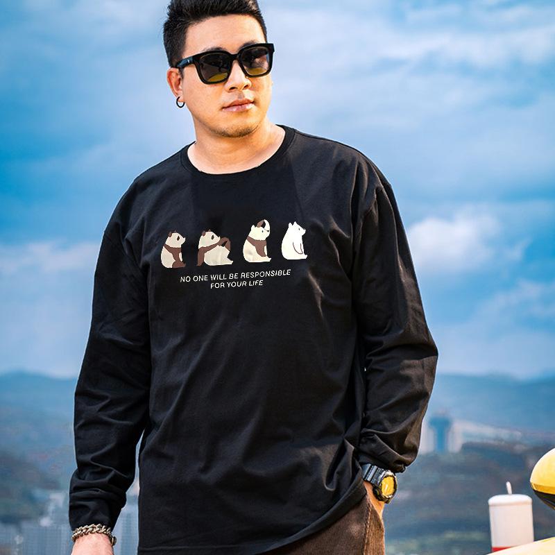 Tシャツ 男性用 大きいサイズ ゆったり コットン プリント 長袖 カットソー ベースレイヤー 普段使い