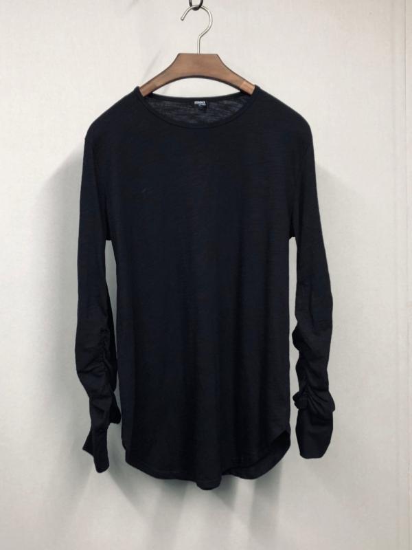 Tシャツ 男性用 ストリート ヒップホップ ダメージ加工 ウォッシュ加工 長袖 トップス カットソー 個性 普段使い ブラック ホワイト クルーネック 薄手