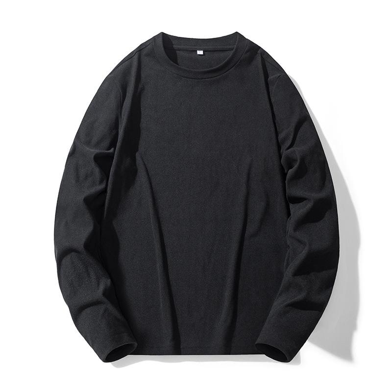 Tシャツ 男性用 裏起毛 あったか 秋冬 ラウンドネック 長袖 トップス カットソー ゆったり 大きめサイズ 部屋着 普段使い カジュアル スタイル ブラック 黒 グレー コーヒー色