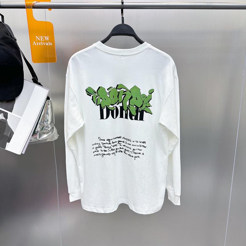 Tシャツ メンズ 男性用 長袖 コットン トップス プリント ロゴ ルーズ ラウンドネック 春秋 冬 普段使い 部屋着