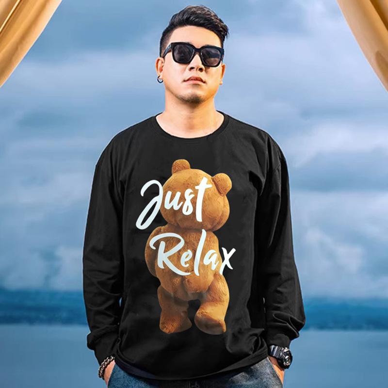Tシャツ 男性用 長袖 大きいサイズ 春秋 ゆったり コットン カジュアル プリント 吸湿速乾