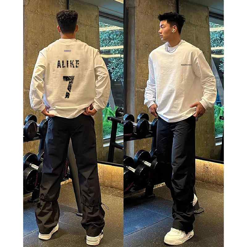Tシャツ メンズ 長袖 秋冬 高校生 綿 トップス プルオーバー ラウンドネック ロゴプリント カジュアル アメカジ ストリート