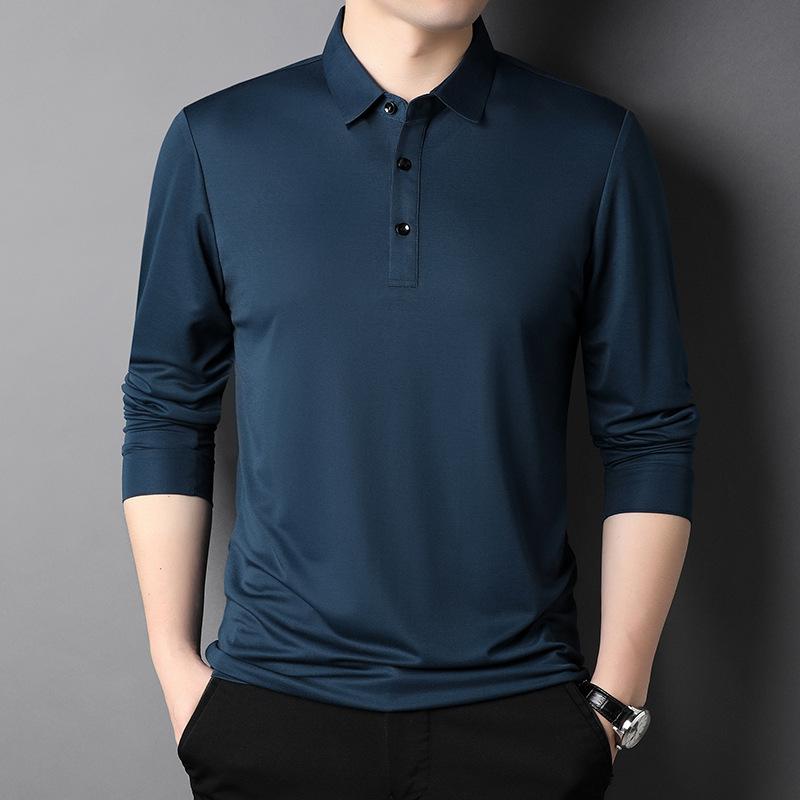Tシャツ メンズ 男性用 長袖 ポロシャツ 襟付き 無地 春秋 カジュアル 接触冷感 吸湿速乾 グレー ブラック ブルー レッド M L XL XXL XXXL 4XL