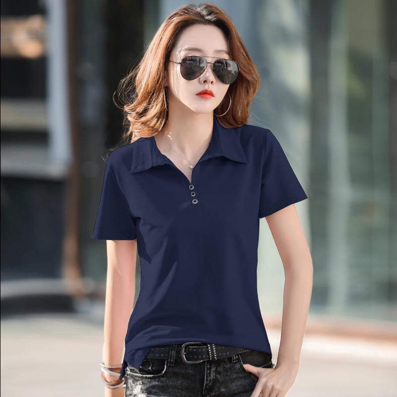 Tシャツ レディース 綿 長袖 POLO襟 カットソー トップス スリム 無地 春 接触冷感 伸縮性 普段使い 黒 ピンク系 白