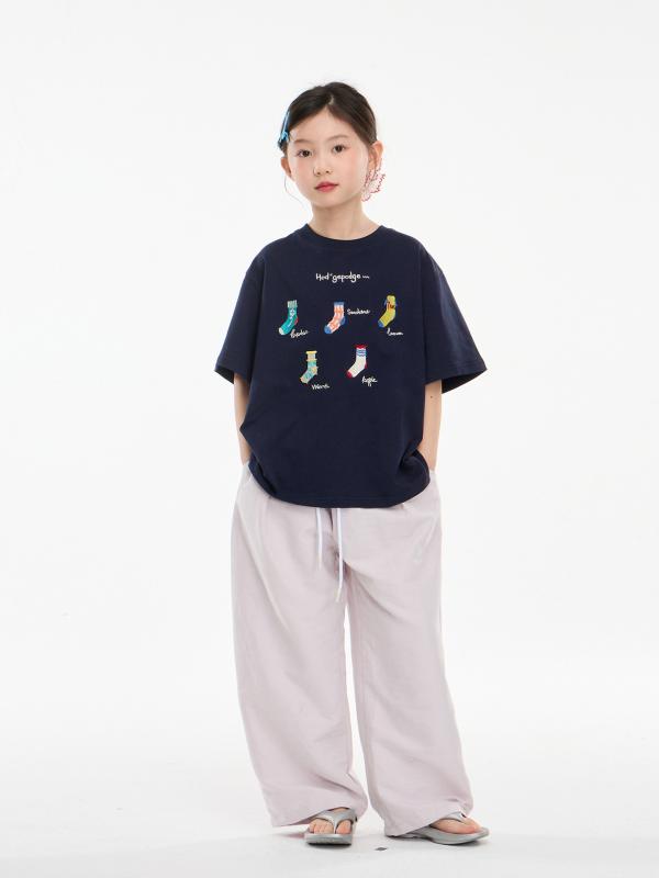 Tシャツ 女の子 刺繍 半袖 キッズ 夏服 子供服 デザイン カットソー トップス 大童 綿100% かわいい おしゃれ ガールズ 普段着