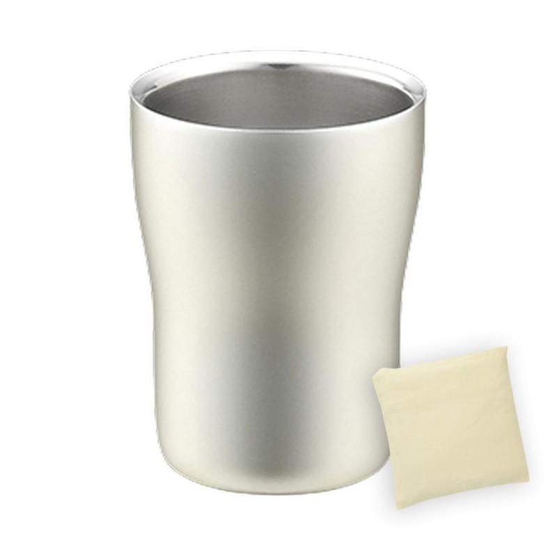 J-kitchens タンブラー 18-8 ステンレス 二重構造 エレガンス シャンパンシルバー 230ml 日本製 （エコバッグ ベトナム製 セット）