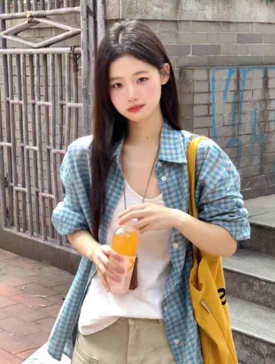 シャツ レディース 春夏 ブルー チェック柄 コットン 襟付き 長袖 トップス ゆったり 切り替え デザイン おしゃれ かわいい カジュアル