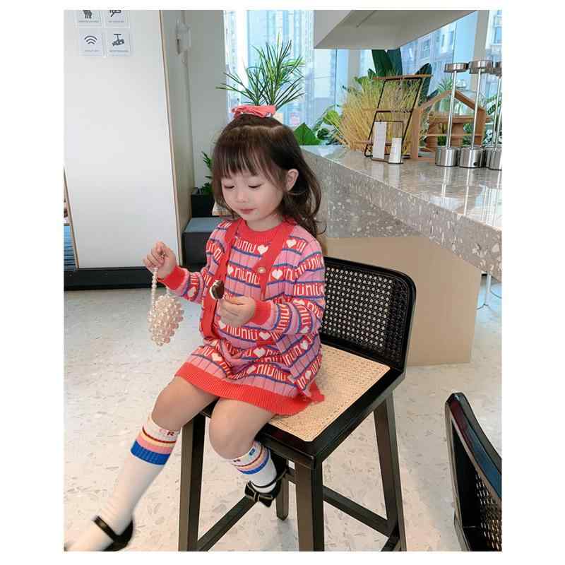 ニット キッズ 女の子 カーディガン & ニットワンピース 2点セット 子供服 トップス 長袖 綿80% 普段着 かわいい おしゃれ 秋 4,672円
