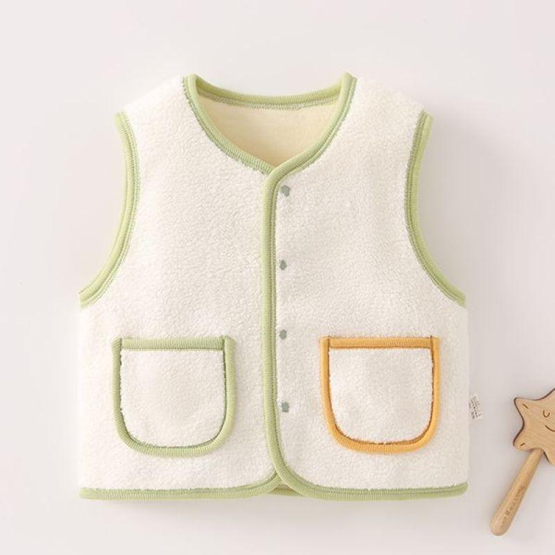 子供用 ベスト ベビー キッズ 羊毛風 フリース あったか 厚手 防寒 男の子 女の子 幼児 チョッキ ピンク イエロー グリーン 秋冬