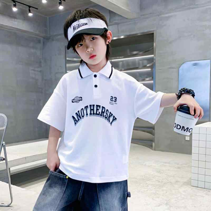 ポロシャツ キッズ 男の子 子供服 半袖 Tシャツ 夏服 トップス 接触冷感 吸湿速乾 スポーツ 普段使い 通学着 ブラック ホワイト系