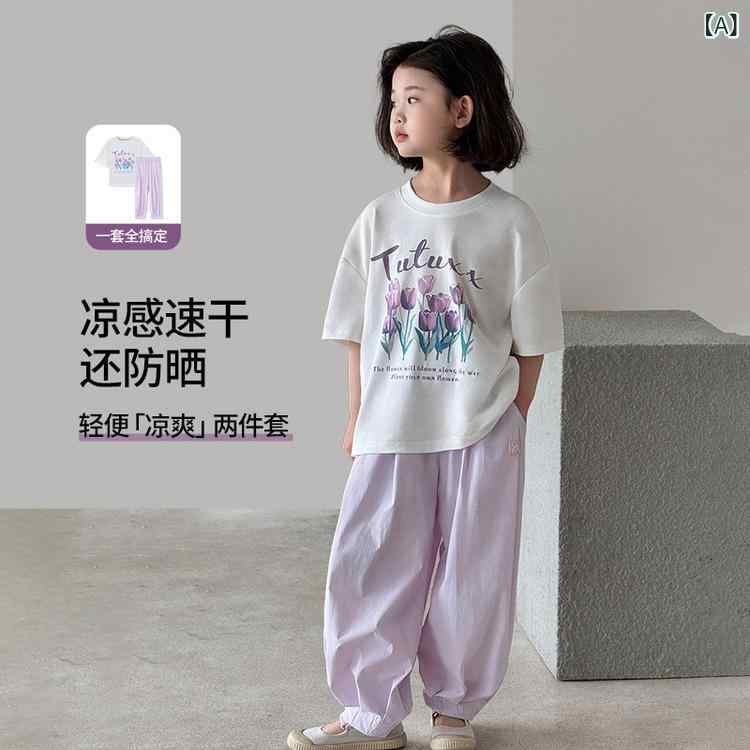 子供服 女の子 夏用涼感セットアップ キッズ 速乾 UVカット 上下2点セット 薄手 通気性