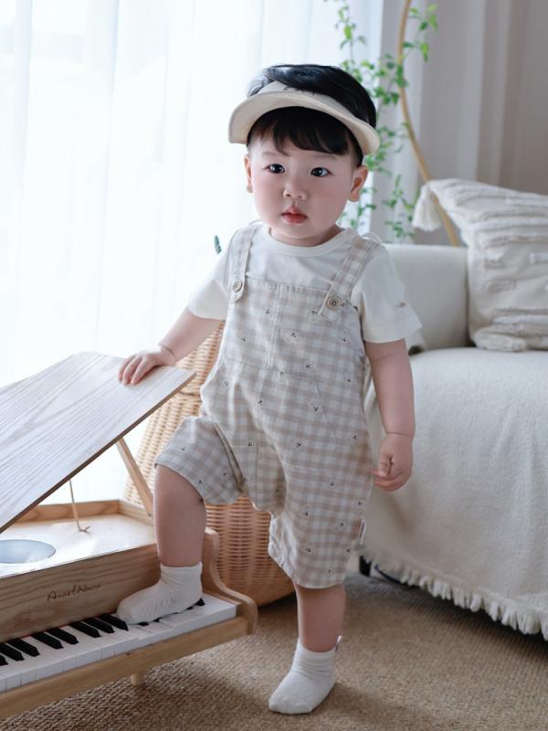 キッズ 男の子 半袖 Tシャツ 短パン セットアップ かわいい 格子柄 夏 上下セット 2点 韓国風 ベビー 幼児 普段着 部屋着 綿
