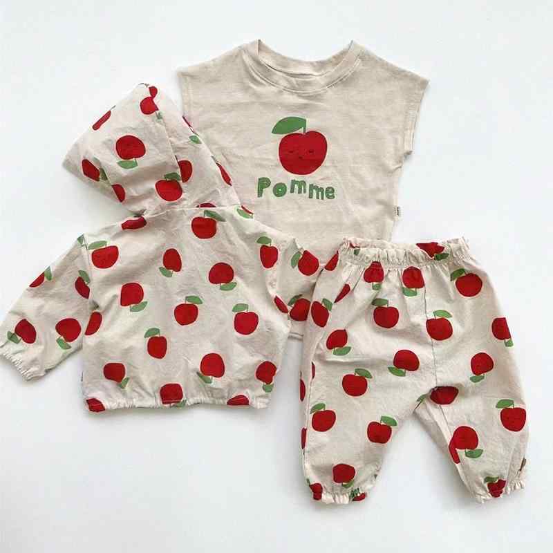 子供用 夏用 薄手UVカットパーカー 上下2点セット ベビー 夏服 長袖トップス 短パン 綿95% ストライプ柄 73cm 80cm 90cm 100cm 110cm