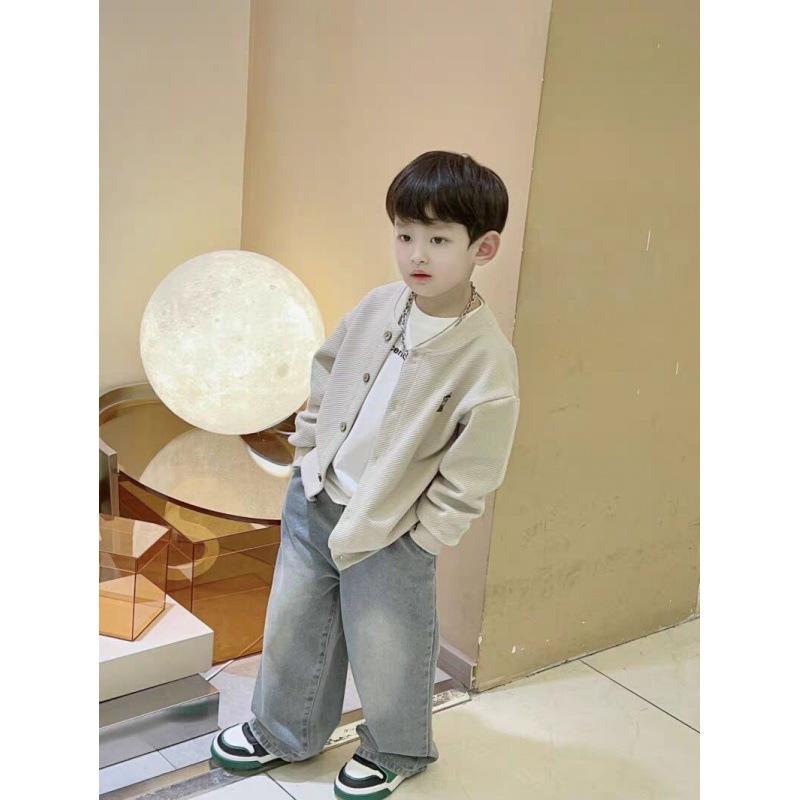 子供服 ジャケット 男の子 春秋 ブルゾン キッズ アウター ボーイズ カジュアル 8歳以上 140cm以上 棒球襟 ライトグレー オートミール 鉄灰色