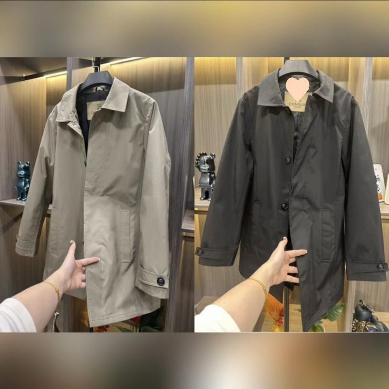 コート メンズ 男性用 ヨーロピアン スタイル 無地 テーラード ミドル丈 アウター ブラック カーキ 普段使い