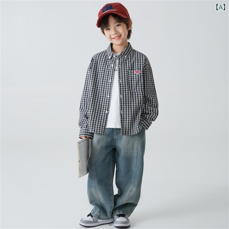 子供服 シャツ 男の子 長袖 春秋 格子柄 綿100% 潮 キッズ トップス ボーイズ 普段着 おしゃれ