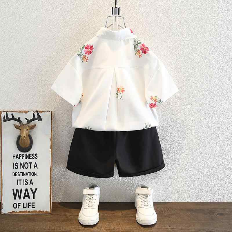 キッズ 男の子用 半袖シャツ パンツ セットアップ 子供服 夏物 薄手 花柄 ショートパンツ 上下セット おしゃれ かっこいい 90 100 110 120 130 140 150