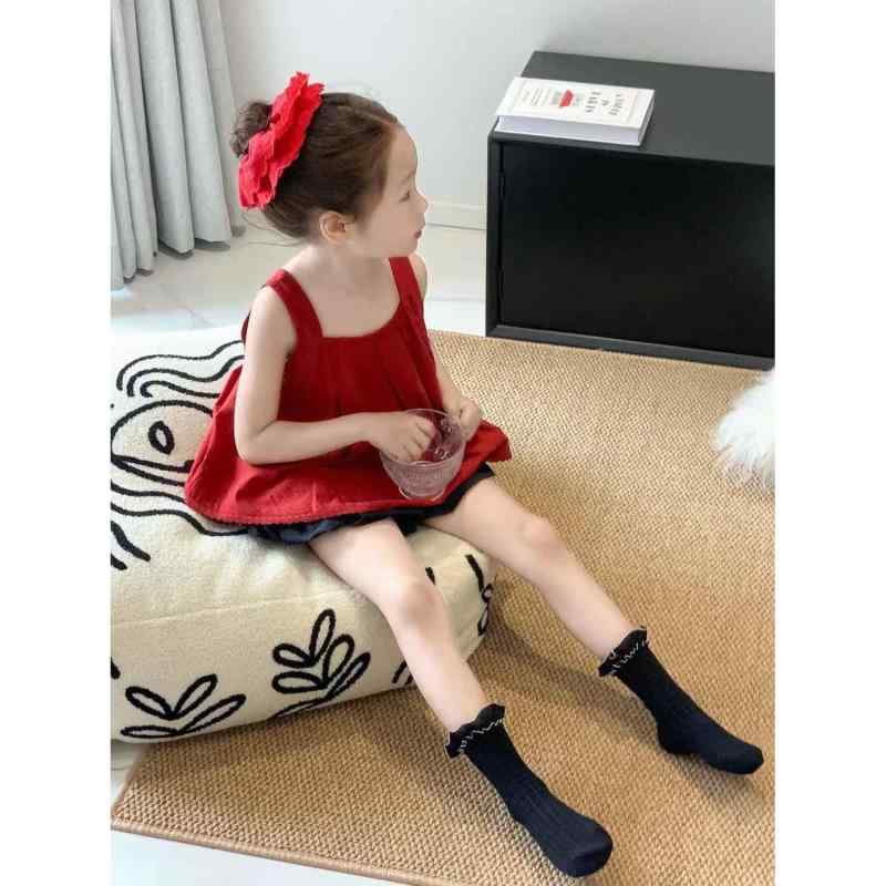ベビー服 女の子 上下セット 夏物 キャミソール トップス 花柄レース フリル付き ブルマパンツ 新生児 赤ちゃん 幼児 かわいい 薄手 通気性 普段着 お出かけ