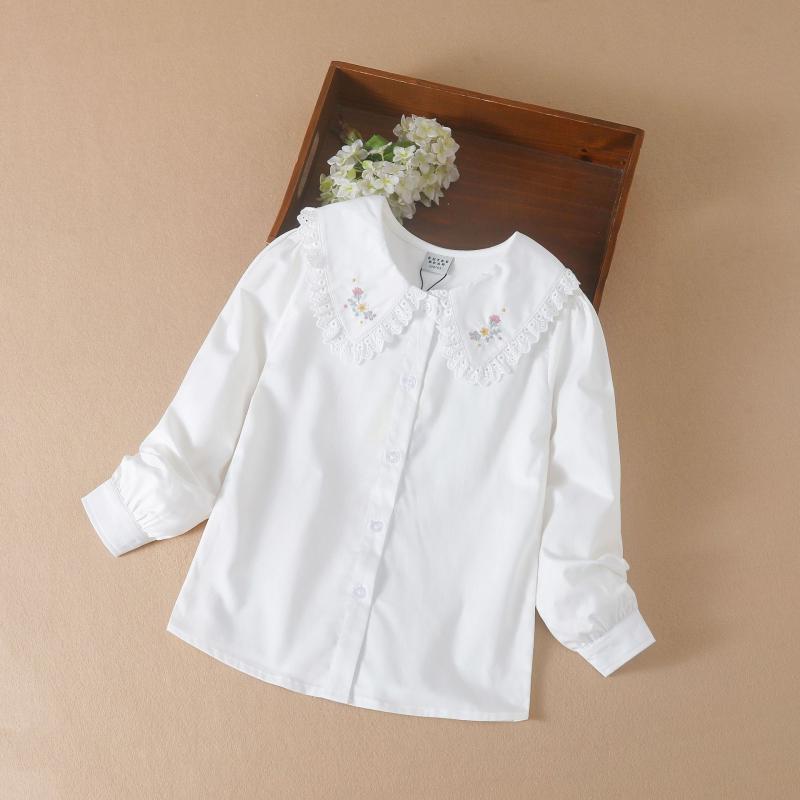 シャツ キッズ 長袖 春秋 春物 かわいい 子供服 女の子 白シャツ 綿100% 発表会 結婚式 フォーマル 普段使い 120cm 130cm 140cm 150cm 160cm