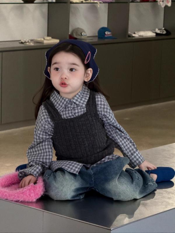 シャツ 女の子 子供 長袖 チェック柄 コットン 襟付き トップス かわいい おしゃれ 秋 スタイル 普段使い