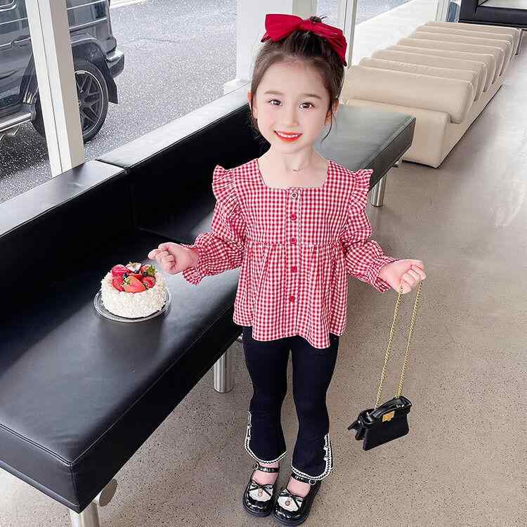 シャツ 女の子 格子柄 コットン 春秋 長袖 トップス 子供服 レトロ かわいい 普段使い 100cm 110cm 120cm 130cm 140cm 150cm