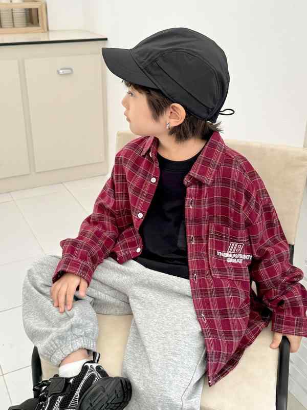 子供服 男の子 格子柄シャツ 長袖シャツ トップス 春秋物 110cm 120cm 130cm 140cm 150cm 160cm 170cm 綿100％
