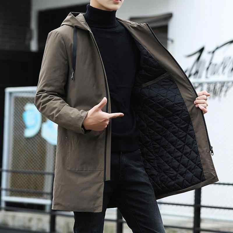 コート メンズ フード付き ミドル丈 ファッション カジュアル 無地 大きいサイズ ジャケット 男性用 春秋 厚手 アウター