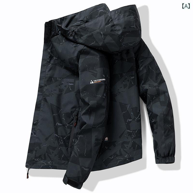 ジャケット メンズ 防風 防雨 取り外し可能フード付き ワークジャケット ブルゾン ジャンパー 裏起毛 厚手 保温 春秋 普段使い アウトドア ウェア ブラック ブルー グレー