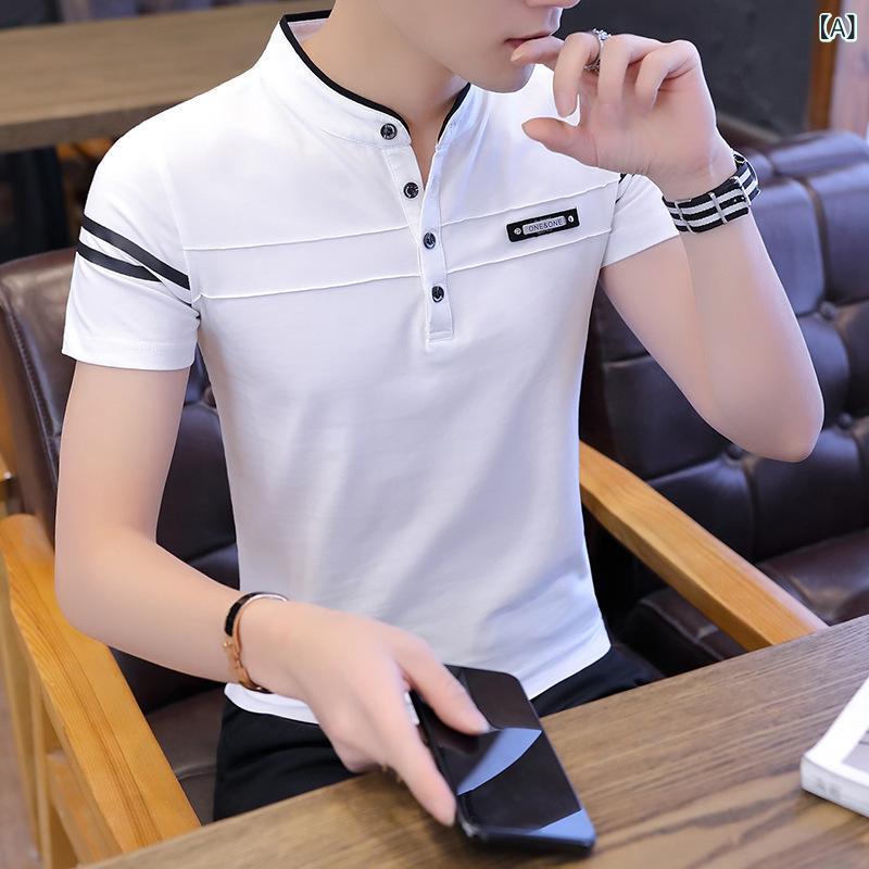 Tシャツ メンズ 男性用 半袖 トップス カットソー 夏服 無地 コットン混紡 薄手 ゆったり ラウンドネック 白 黒 赤 日常 普段使い